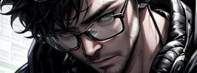 Mirada penetrante de un chico con gafas estilo anime realista